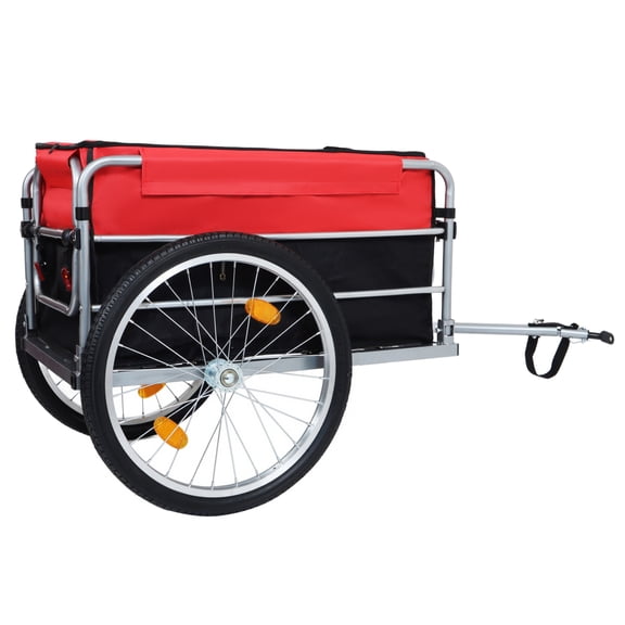 Bike Cargo Trailer, Heavy Duty Bicycle Wagon Cart 220 lb Load, 20" Wheels Foldable Bike Luggage Cart with Universal Hitch and Removable Waterproof Cover for Groceries, Camping and Shopping