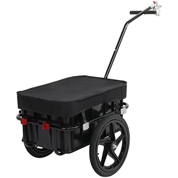 Bike Cargo Trailer with Removable Box & Waterproof Cover, Bicycle Wagon Trailers with 16" Wheels & Quick Release Universal Coupler, Large Loading Bike Trailer Storage Cart with Reflectors