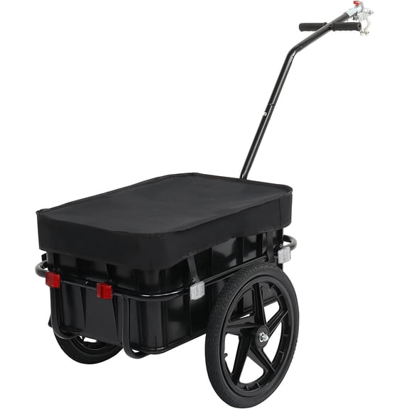 Bike Cargo Trailer with Removable Box & Waterproof Cover, Bicycle Wagon Trailers with 16" Wheels & Quick Release Universal Coupler, Large Loading Bike Trailer Storage Cart with Reflectors