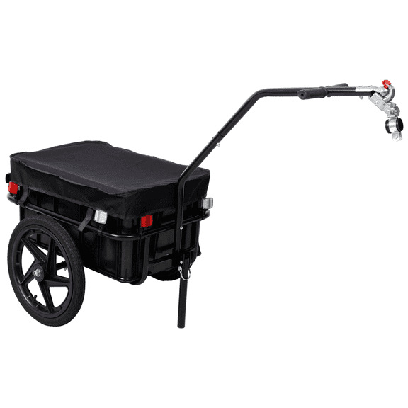 Bike Cargo Trailer with Support Bar, 600D PVC Waterproof Cover, Removable Storage Box, Utility Bike Wagon for Shopping Camping Outdoor Activities