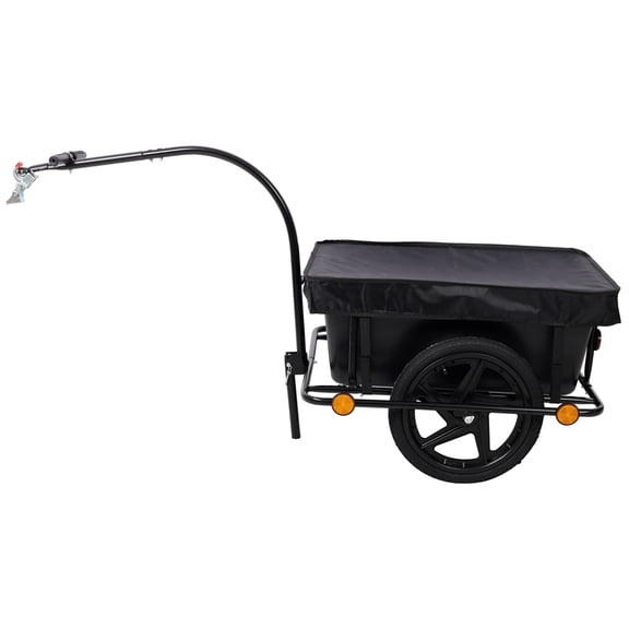 Bike Cargo Trailer with Support Bar, 900D PVC Waterproof Cover, Removable Box, Utility Bike Wagon Trailer for Shopping Camping and Outdoor Activities