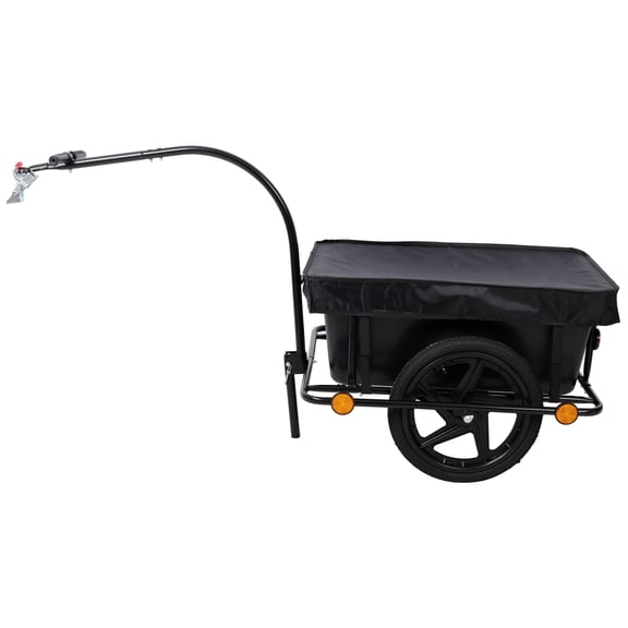 Bike Cargo Trailer with Support Bar, 900D PVC Waterproof Cover, Removable Box, Utility Bike Wagon Trailer for Shopping Camping and Outdoor Activities