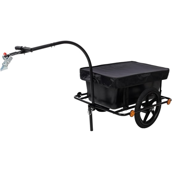 Bike Cargo Trailer with Support Bar, 900D PVC Waterproof Cover, Removable Box, Utility Bike Wagon Trailer for Shopping Camping and Outdoor Activities