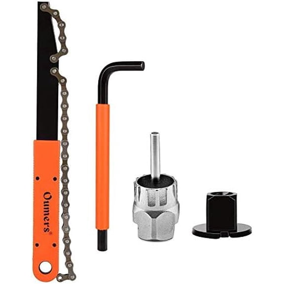 Bike Cassette Removal Tool, Cassette Freewheel Removal Tool with Chain Whip and Auxiliary Wrench Bicycle Cassette Lock Ring Extractor, Freewheel Remover Wrench Sprocket Remover