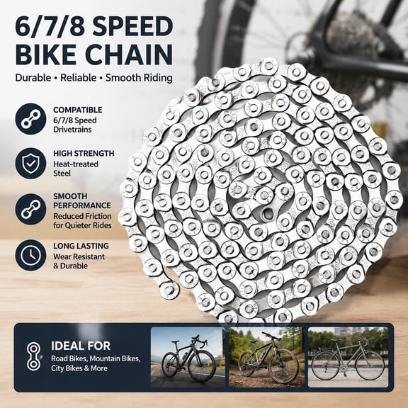 Bike Chain 6/7/8 Speed Compatible for Road, Mountain, and Racing Bicycles Durable and Lightweight
