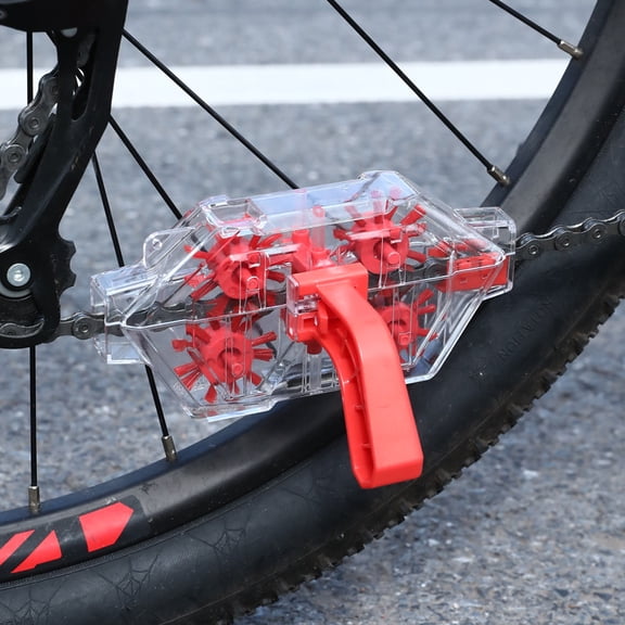 Bike Chain Cleaner Tool, Bicycle Chain Washer Scrubber with Quick-Release Handle, Magnetic Base & Detachable Brushes, Portable Chain Cleaning Kit for Mountain Road Bike Maintenance