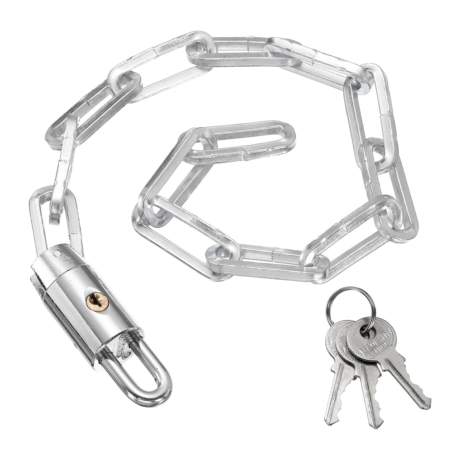 Bike Chain Lock, (25 Inch, Silver) (1 Pcs), Manganese Steel Anti-Theft Bicycle Chain Round Lock with Keys, Suit for - Bike/Motorcycle/Scooter/Truck