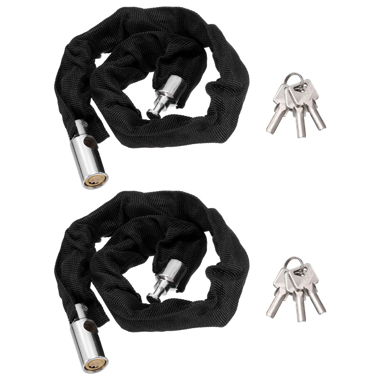 Bike Chain Lock, (26 Inch, Black) (2 Pcs), Manganese Steel Anti-Theft Bicycle Chain Round Lock with Keys, Suit for - Bike/Motorcycle/Scooter/Truck
