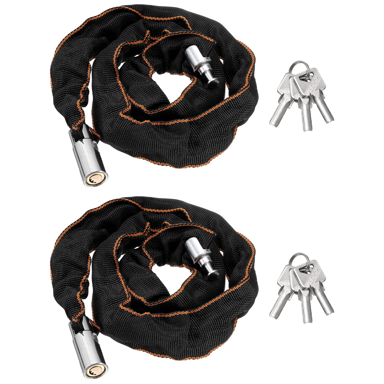 Bike Chain Lock, (39 Inch, Black) (2 Pcs), Manganese Steel Anti-Theft Bicycle Chain Round Lock with Keys, Suit for - Bike/Motorcycle/Scooter/Truck