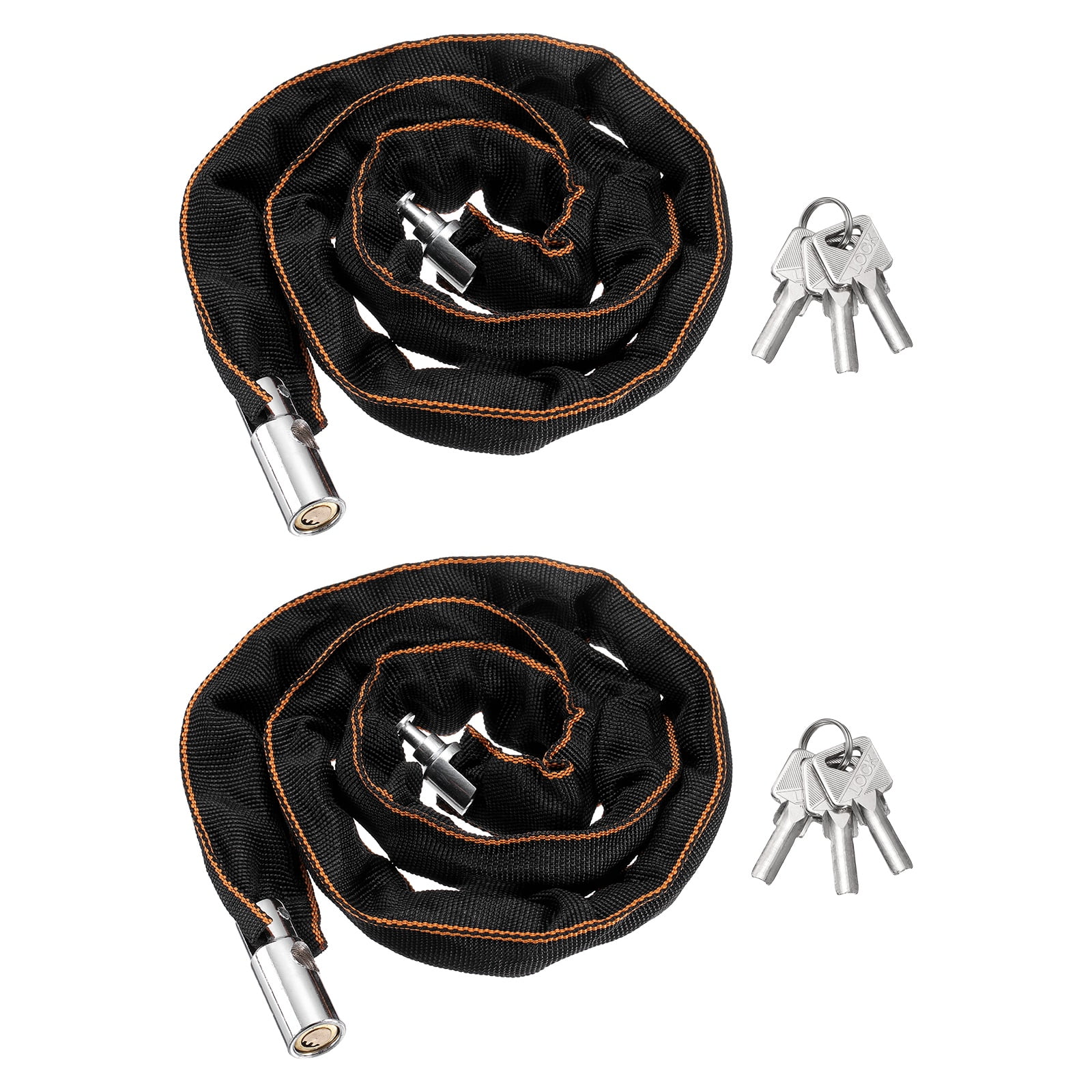 Bike Chain Lock, (47 Inch, Black) (2 Pcs), Manganese Steel Anti-Theft Bicycle Chain Round Lock with Keys, Suit for - Bike/Motorcycle/Scooter/Truck