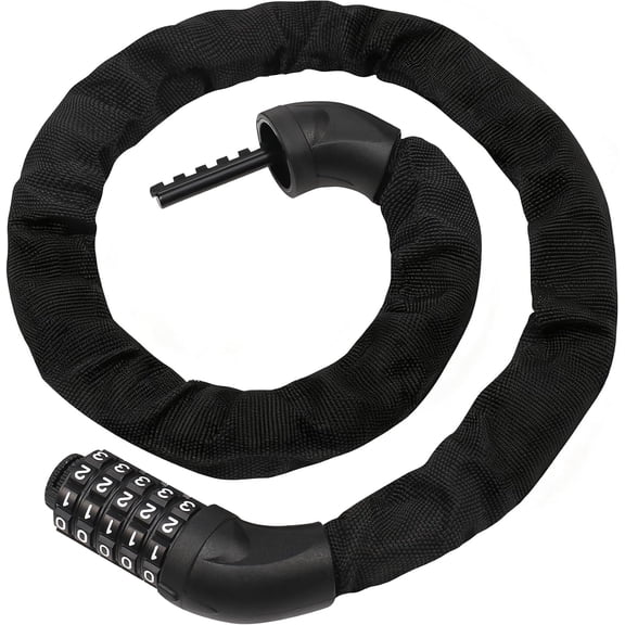 Bike Chain Lock, 5-Digit Combination Heavy Duty Anti-Theft Security Bike Lock, 3.2FT Long Resettable Keyless Bicycle Lock for ebikes, Motorcycles, Scooters, Gates, Fences, and Door, 6mm Thick