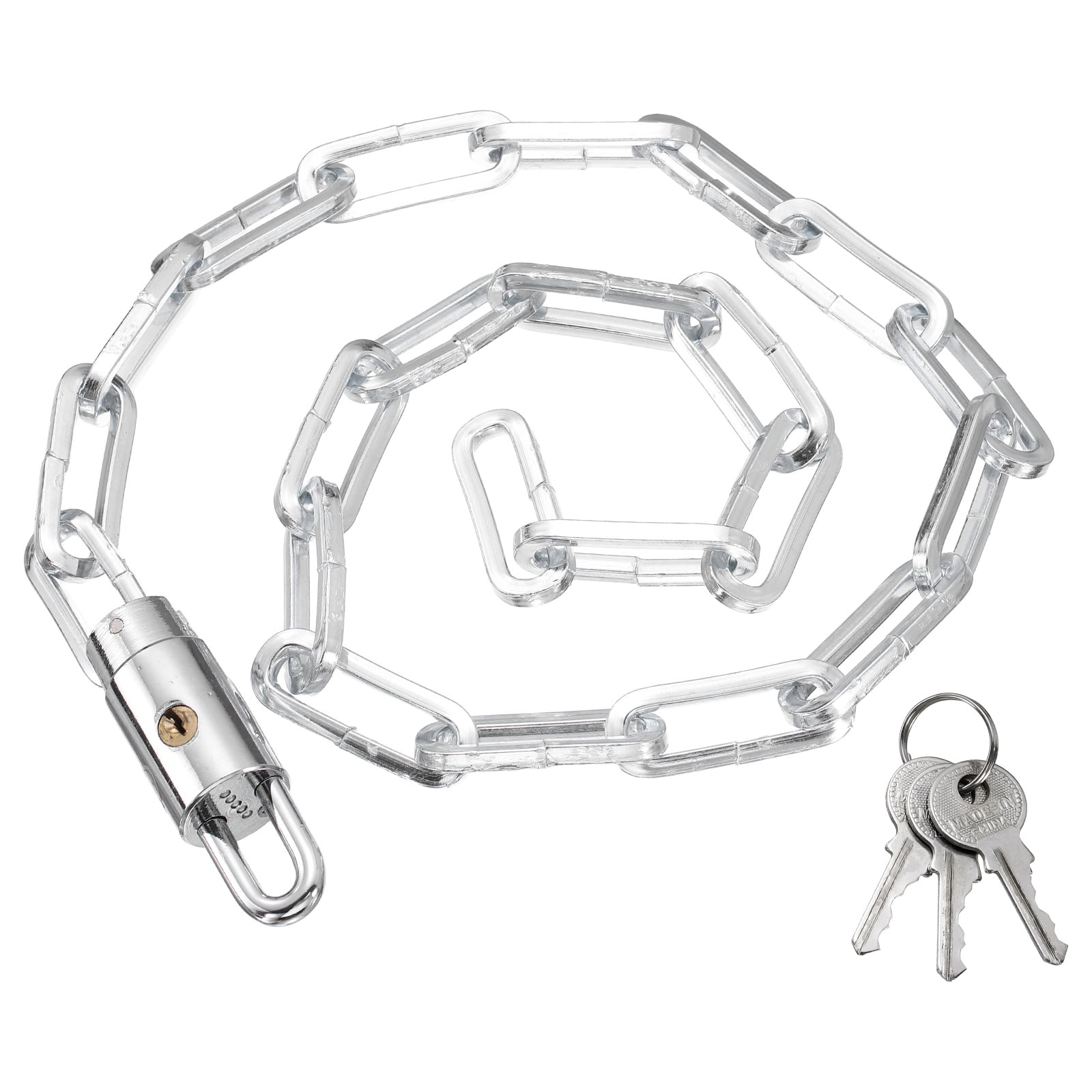 Bike Chain Lock, (53 Inch, Silver) (1 Pcs), Manganese Steel Anti-Theft Bicycle Chain Round Lock with Keys, Suit for - Bike/Motorcycle/Scooter/Truck
