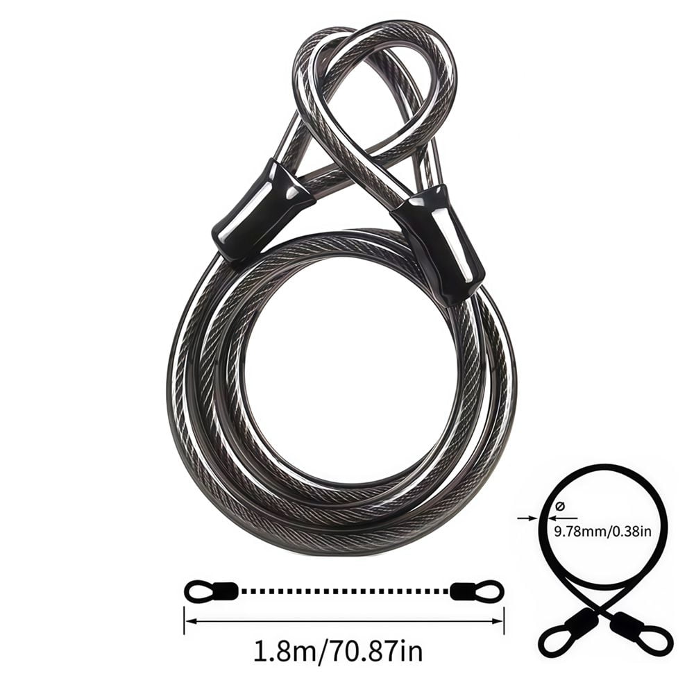 Bike Chain Lock 70.87 in, Steel Cable Chain Lock with Protective Sleeve for Bicycle Motorcycle Outdoor Security Use