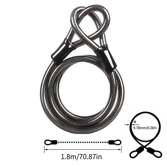 Bike Chain Lock 70.87 in, Steel Cable Chain Lock with Protective Sleeve for Bicycle Motorcycle Outdoor Security Use