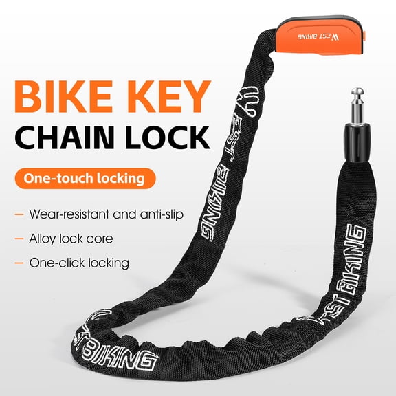 Bike Chain Lock Anti-theft Bike Lock Heavy Duty Anti-Theft Chain Lock Waterproof with 2 Keys for Bike, Motorcycle, , Scooter, Gate, Door, Fence