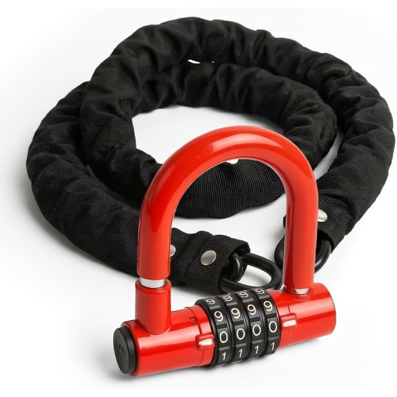 Bike Chain Lock Combination, 4 Digit Mini U Lock Anti-Theft Bicycle Lock Combo, 3.3FT x 8mm Security Steel Chain Locks for Electric Bike, Scooter, Motorcycle