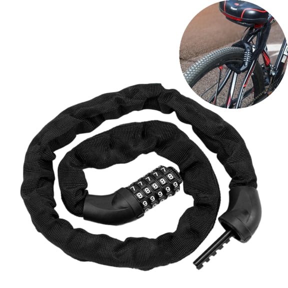 Bike Chain Lock with Combination - 5 Digit Resettable 4FT Security Lock for E-Bikes, Scooters, and Motorcycles