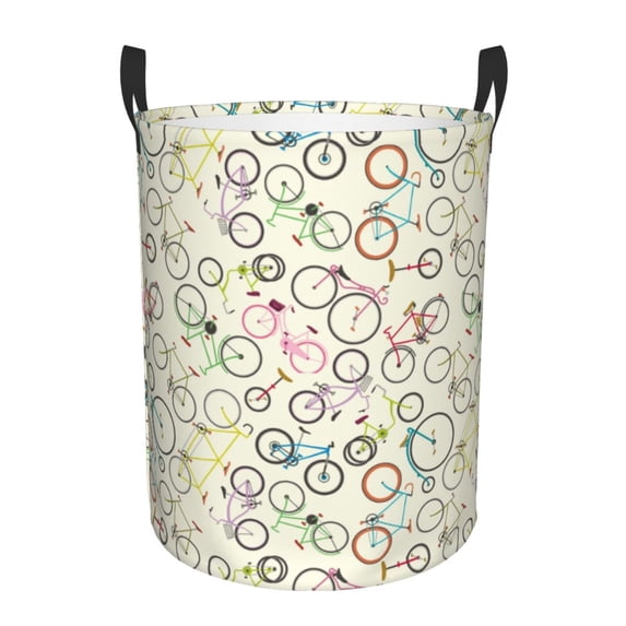 Bike Cheerful Pattern Laundry Basket, Laundry Hamper Waterproof Laundry Bag Clothes Hamper Laundry Bin with Handles for Bedroom, Living Room, Kids Room-#