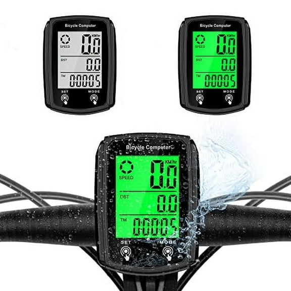 Bike Computer and Bicycle Odometer Wired MPH KM/H Bike Speedometer with Automatic Wake-Up Cycling Speed Tracker LCD Display & Single Mileage & Multi-Functions Accessories Black