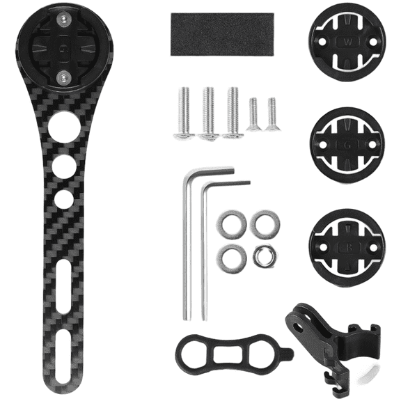 Bike Computer Mount Extension With Carbon Fiber Construction, Adjustable 180 Degree Rotation, Action Camera And Light Holder for Major Brands(143mm)
