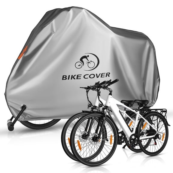 Bike Cover, Outdoor Waterproof Bicycle Covers for 1-2 Bikes, Rain Sun UV Dust Wind Proof with Lock Hole, for E-Bikes, Mountain Bikes, Road Bikes, and Scooters