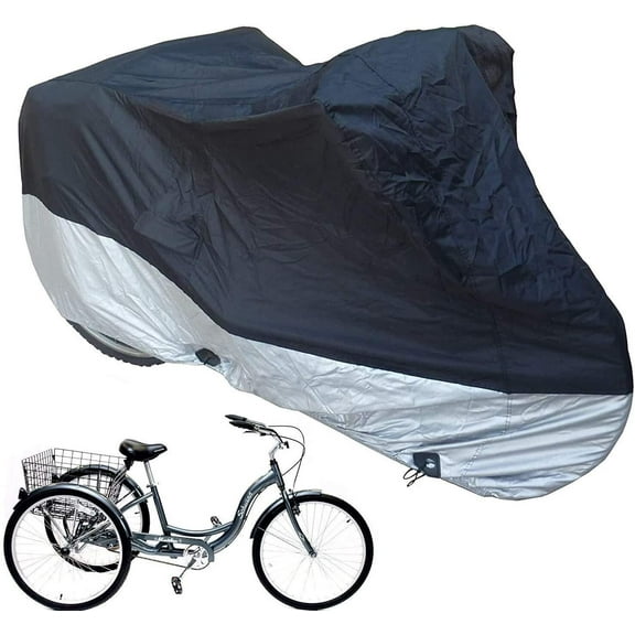 Bike Cover, Outdoor Waterproof and UV Protected Bike Cover, Adult Tricycle Cover Motorcycle Covers with Storage Bag for Mountain Road E-Bikes (86x37x43 Inches)