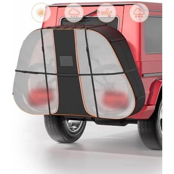 Bike Cover for Transport 1 Bikes - Heavy Duty & Waterproo 900D Outdoor Bike Covers for 1 Bikes on Car Hitch Travel Storage, w/ Two Elastic straps and License Plate Window, Rain Sun UV Dust Wind Proof