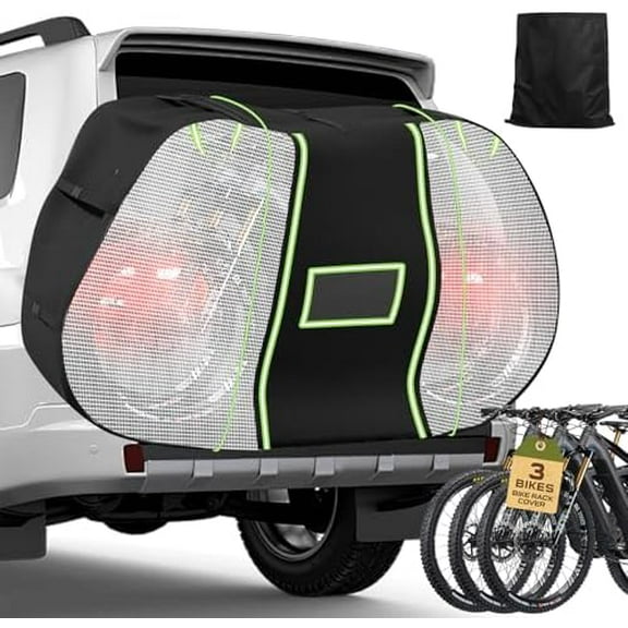 Bike Cover for Transport 2 or 3 Bikes, Waterproof Bicycle Cover Outdoor Storage Cover for Transport on Rack, Sunproof 900D Bicycle Rack Mountain Bike Covers on Car Rear for Travel Storage