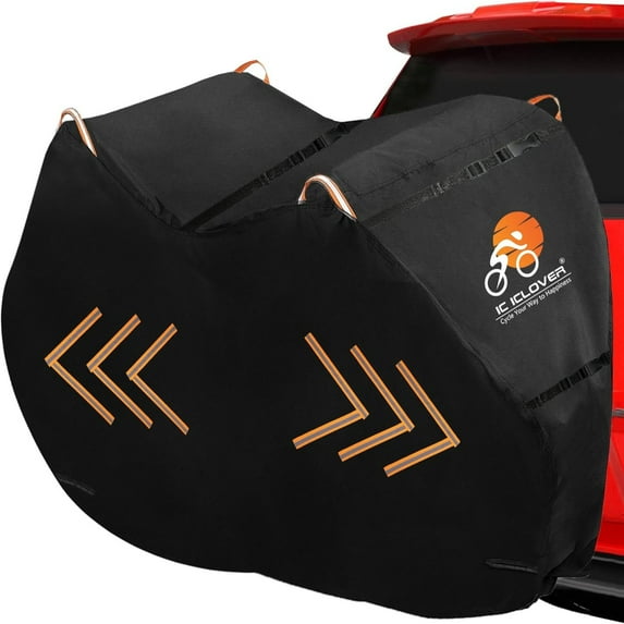 Bike Cover for Transport on Rack, Bicycle Covers for 2 Bikes on Rear Bike Rack, 600D Outdoor Storage Bike Travel Cover on Car Bike Rack