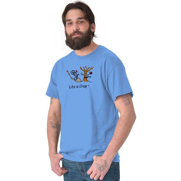 Bike Crash Tree Funny Unlucky Plus Size Crewneck Graphic Tee Shirt Brisco Brands 3X