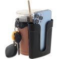 thumbnail image 1 of Bike Cup Holder Bike Water Bottle Holder Handlebar with Cell Phone Keys Bike Cup Holder Leather Bicycle Drink Beer Holder for Beach Cruiser Commuter Bike (Beige), 1 of 8