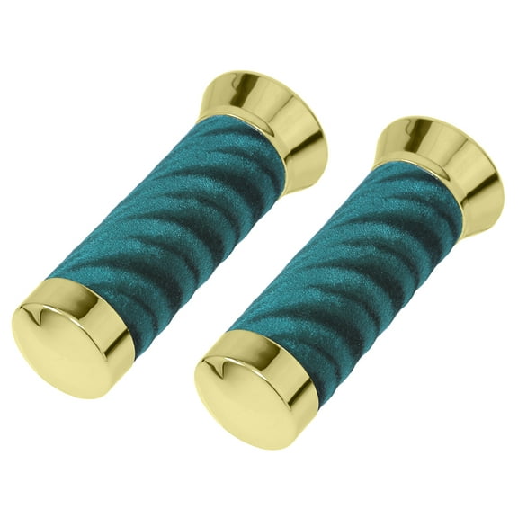 Bike Custom Swirl Velour Grips 7/8 long 130mm Gold/ Green.