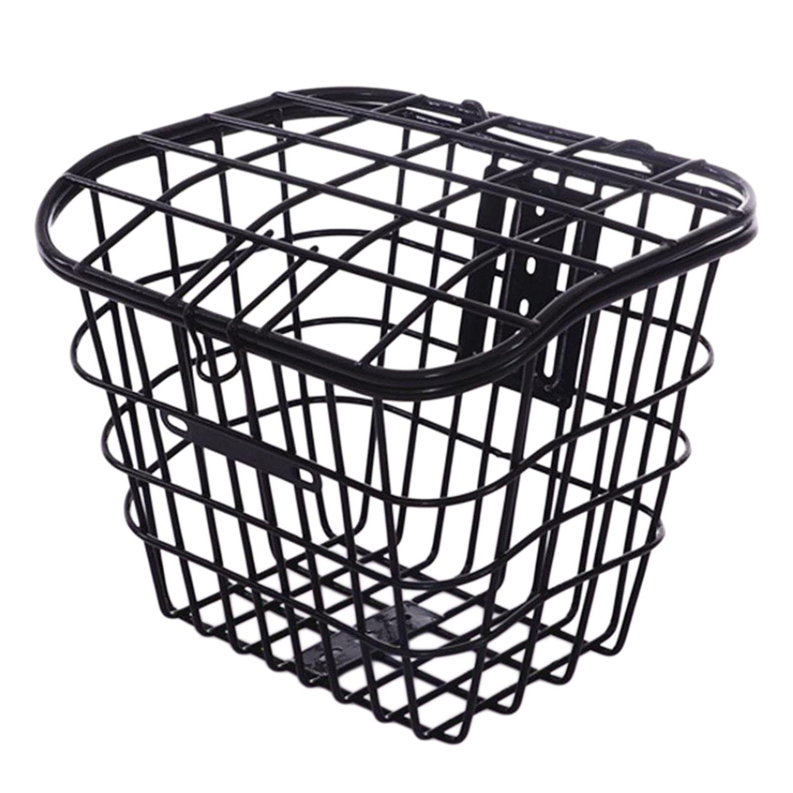 Bike Cycling Basket Quick Release Front Handlebar Multifunction Wire Basket Large Capacity Electric Bike Basket for Man Boys Woman Girls Black