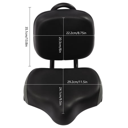 Bike Cycling Seat w/Backrest Cushion Wide Soft Bicycle Tricycle Saddle Seat