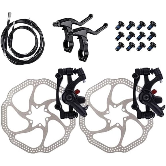 Bike Disc Brake Kit,Bike Front and Back Disc Brake Kit-Calipers,2 Pcs Stainless Steel 160 mm Rotors&Cable&Brake Lever&A Pair of Bicycle Brake levers&Fixing Screws