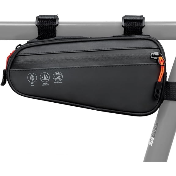 Bike Frame Bag - Waterproof Bike Triangle Bag with Side Pocket - Reflective Bicycle Under Tube Storage Pouch for Road Mountain Cycling Travel,