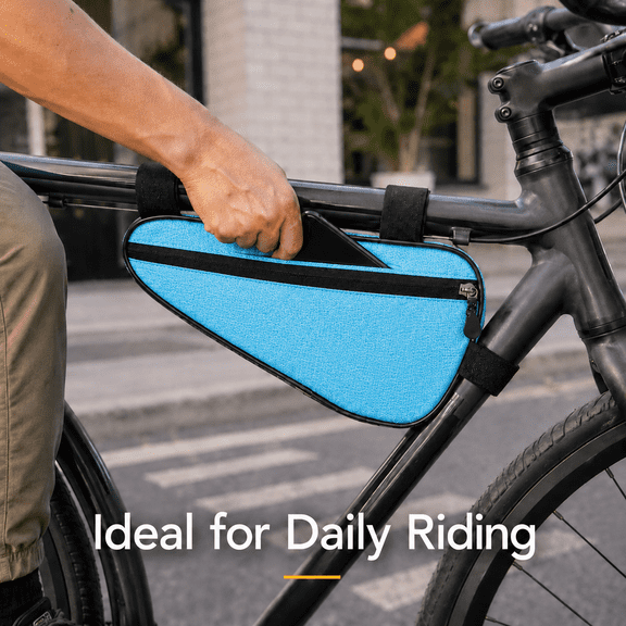 Bike Frame Bag with 16-in-1 Multitool, Bicycle Triangle Storage Pouch & Cycling Tool Kit, Emergency Repair Accessories for Road MTB (Blue)