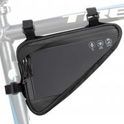 Bike Frame Storage Bag,Water Resistant Reflective Bicycle Triangle Bag with Two Side Pockets,Strap-On Under Seat Tool Accessories Pouch for Mountain Road Bike Trip 1.5L