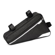 Bike Frame Storage Bag, Water Resistant Reflective Bicycle Triangle Bag with Two Side Pockets, Strap-On Under Seat Tool Accessories Pouch for Mountain Road Bike Trip 2L