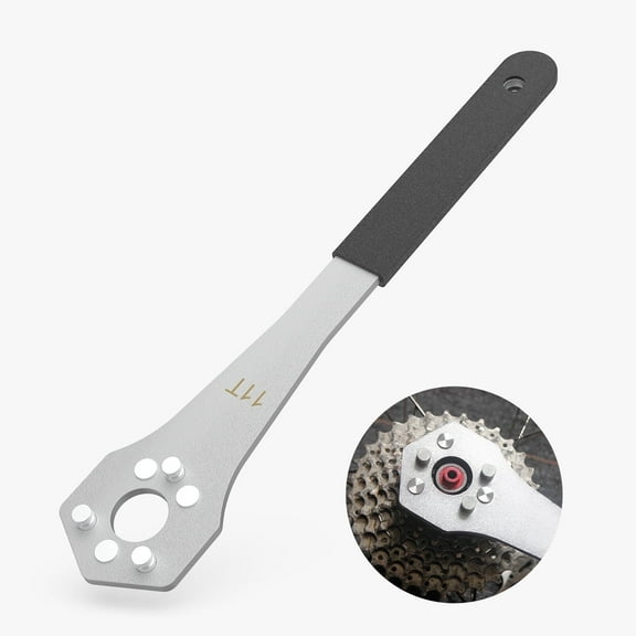 All-New Upgrade Bike Cassette Wrench for 10T/11T Sprocket, Bearing Steel + Ni-Cr Plating Super Hard Professional Safer and More Efficient Cassette Wrench Tool with Rubber Grip for MTB Road Bike