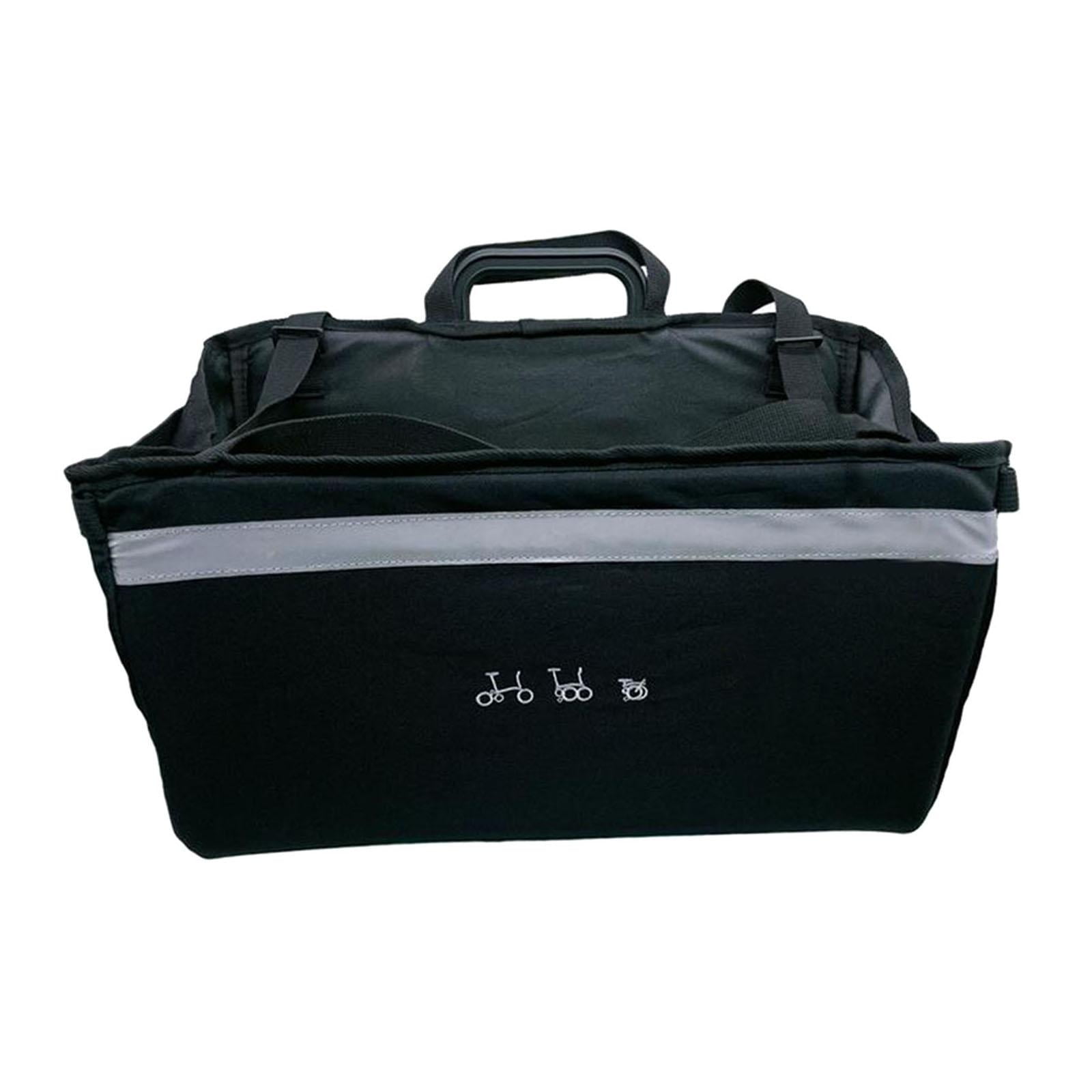 Bike Front Basket Bag with Rain Cover for Folding Bike , Black, 40.5x22.5cm