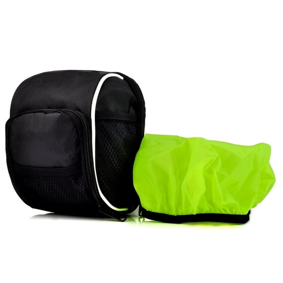 Bike Front Handlebar Bag - Cycling Bicycle Handlebar Front Frame Tube Bag Pouch with Rainproof Cover for Mountain Bike, Road Bike and Scooters