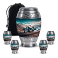 thumbnail image 1 of Bike Funeral Urns For Human Ashes Adult Man, Mountain Decorative Urn For Adult Male And Female - 1 Large 10 Inch, Blue Cremation For Mother And Father- 3 Inch Small Set Of 4, 1 of 7