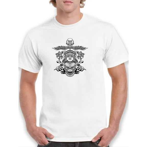 Bike Girl W Roses Lineart T-Shirt Men -Image by Shutterstock, Male Medium