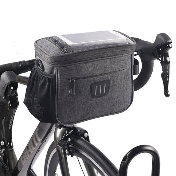 Bike Handlebar Bag, 5L Large Bicycle Front Storage Pouch Bag Bike Front Phone Bag Mountain Bike Crossbar Front Bag Bicycle Frame Bag, 6.5 inch Transparent Pouch with Shoulder Strap
