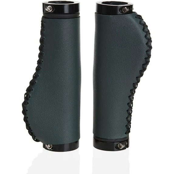 Bike Handlebar Grips Ergonomic Design Non-Slip PVC Microfiber Leather Hand-Sewn Double Lock-on Bicycle Handle Grips 22.2x130mm for Mountain Road MTB Bike