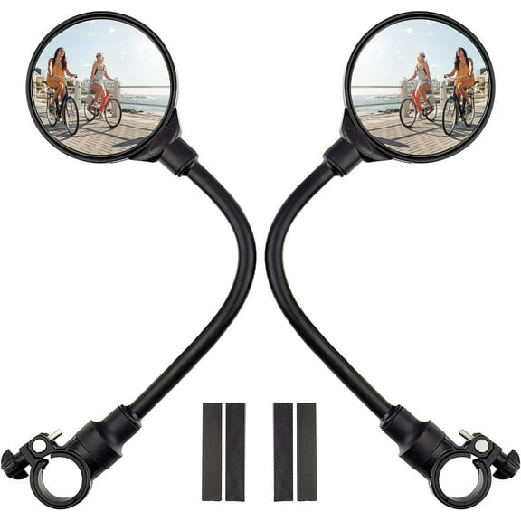 Bike Handlebar Mirror 2 Pack - Rotatable And Adjustable Wide Angle Rear View