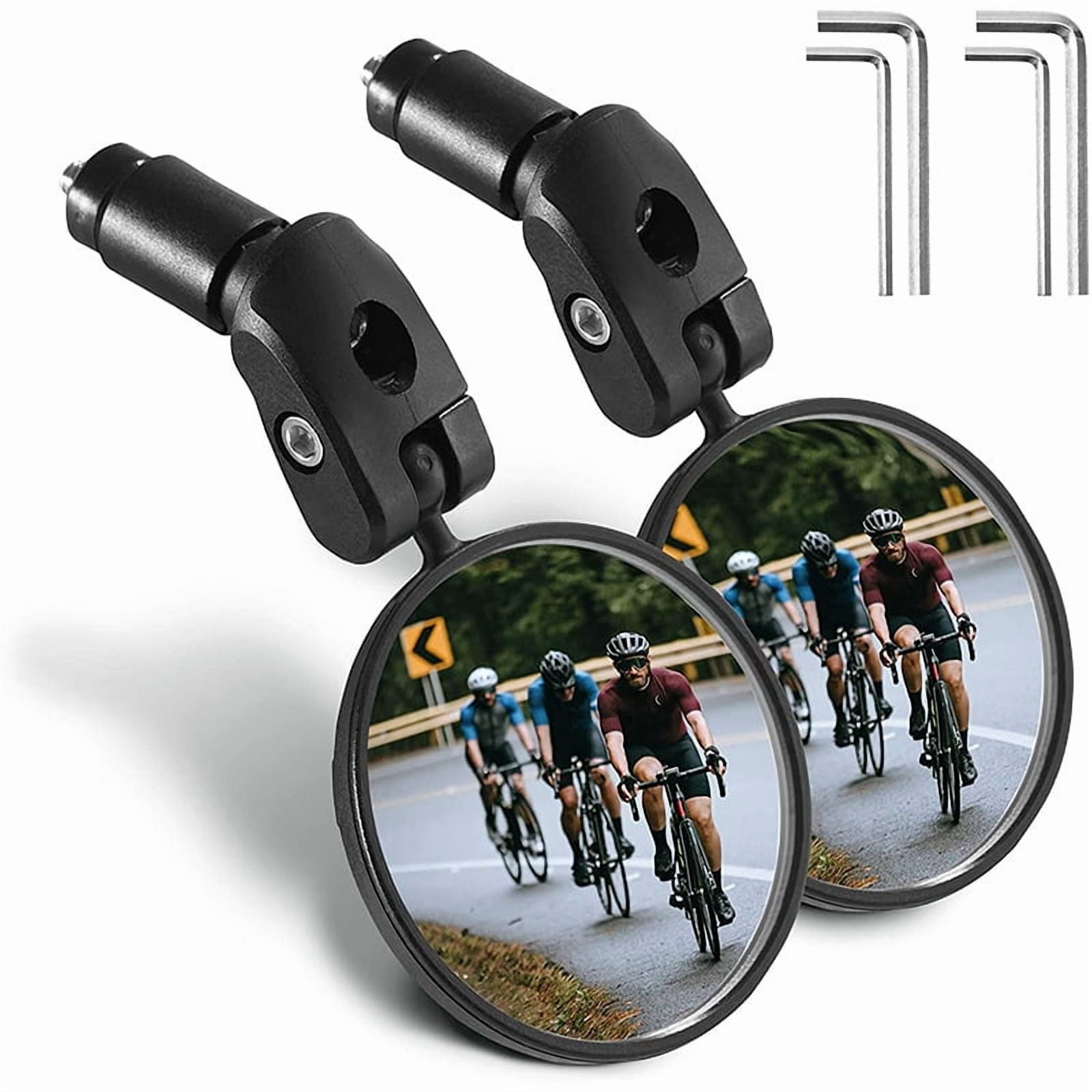 Bike Handlebar Rearview Mirrors, 2-Pack 360° Adjustable Bicycle Safety Mirrors for Road & Mountain Bikes