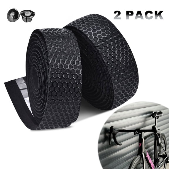Bike Handlebar Tape, EVA Better Grip Bicycle Handlebar Tape with Bar End Plugs Comfortable Cycling Handle Wraps for Bike(Black)