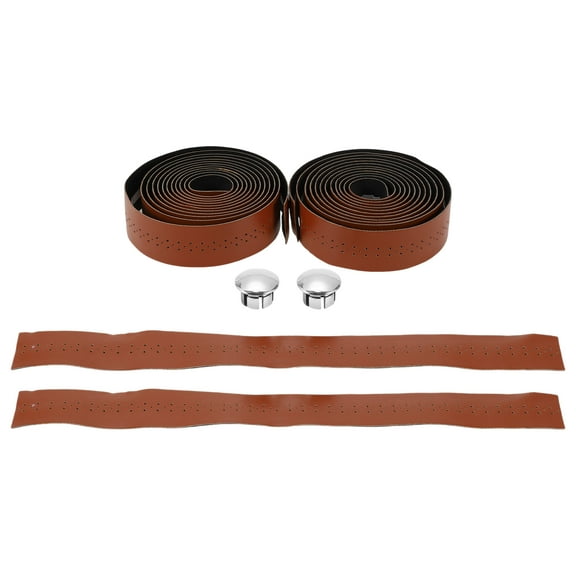 Bike Handlebar Tape with Hole Non-Slip Bicycle Handlebar Grip Tape Brown 1 Pair